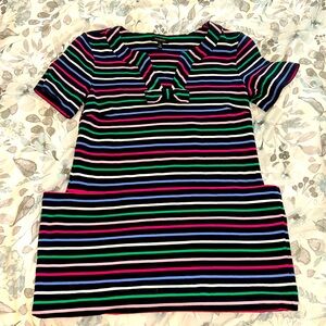 Talbots Dress Cotton, Striped, XS, Bow Accent